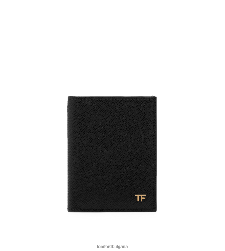 мъже аксесоар сгъваем картодържател от дребна зърнеста кожа черен TOM FORD B880D787