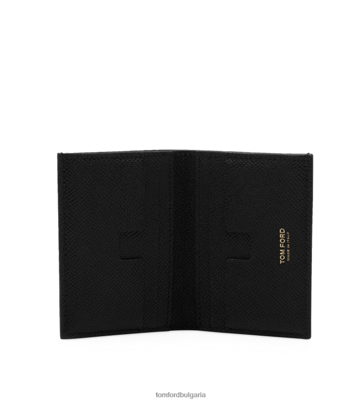мъже аксесоар сгъваем картодържател от дребна зърнеста кожа черен TOM FORD B880D787