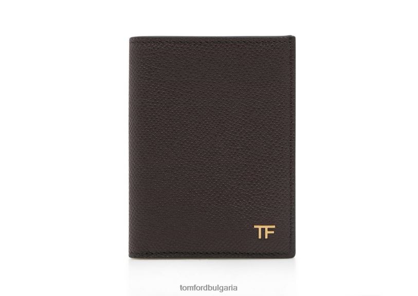 мъже аксесоар сгъваем картодържател от дребна зърнеста кожа шоколад TOM FORD B880D788