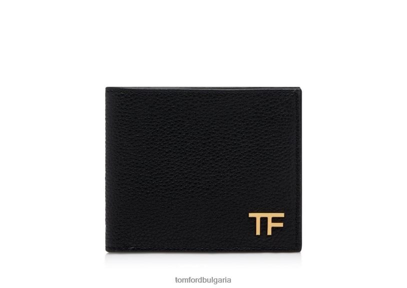 мъже аксесоар двоен портфейл от зърнеста кожа черен TOM FORD B880D790