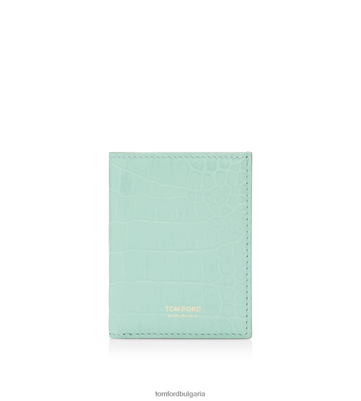мъже аксесоар сгъваем картодържател с отпечатан крокодил пастелно тюркоазено TOM FORD B880D792