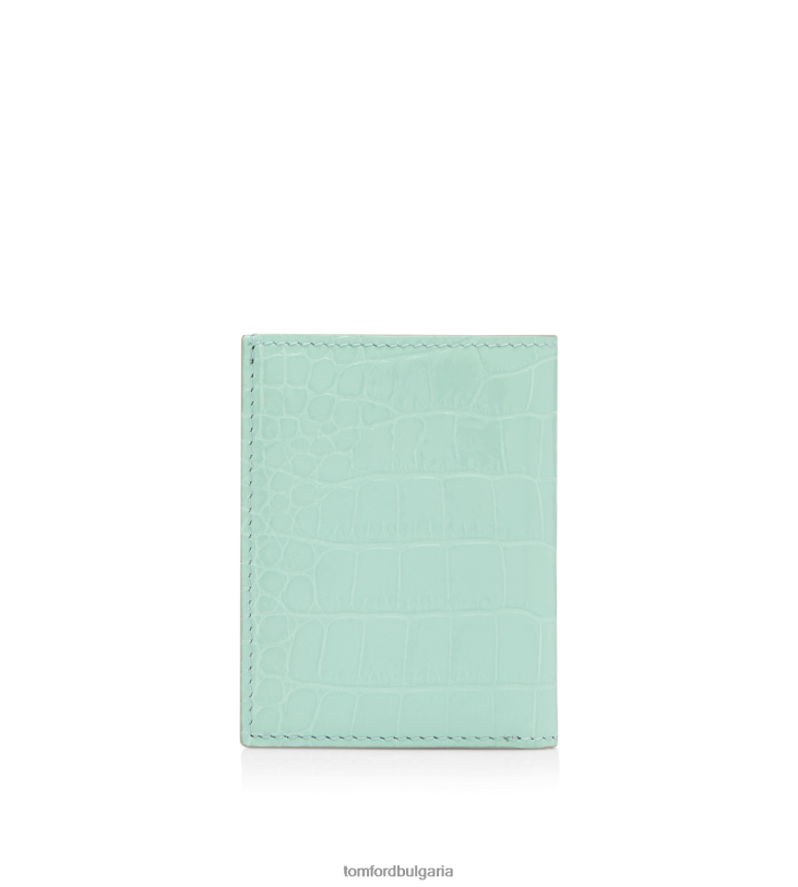 мъже аксесоар сгъваем картодържател с отпечатан крокодил пастелно тюркоазено TOM FORD B880D792