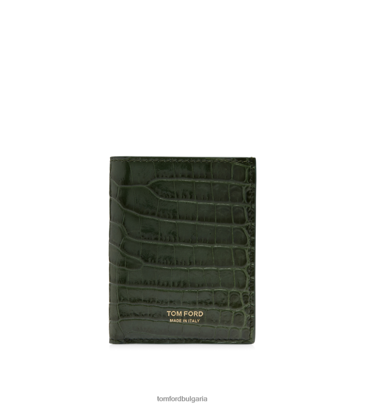мъже аксесоар сгъваем картодържател с отпечатан крокодил пушка зелено TOM FORD B880D793