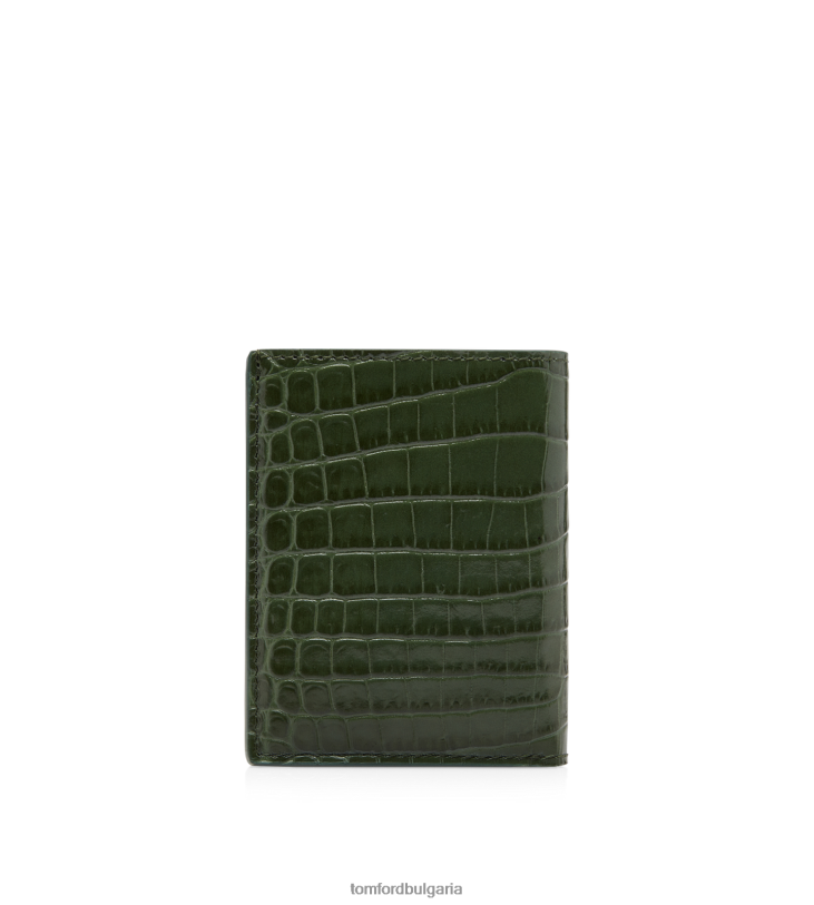 мъже аксесоар сгъваем картодържател с отпечатан крокодил пушка зелено TOM FORD B880D793