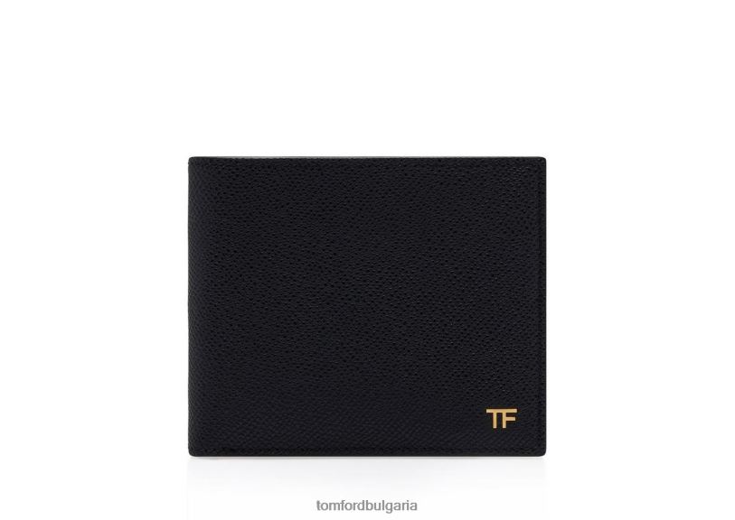 мъже аксесоар дребнозърнест кожен сгъваем портфейл черен TOM FORD B880D795