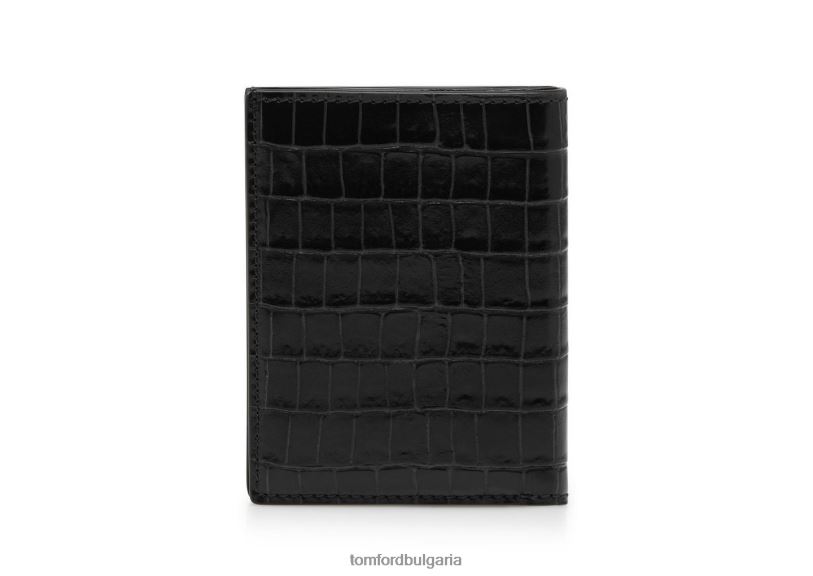 мъже аксесоар сгъваем картодържател с лъскав отпечатан крокодил черен TOM FORD B880D796