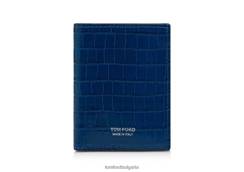 мъже аксесоар сгъваем картодържател с лъскав отпечатан крокодил ултрамарин TOM FORD B880D797