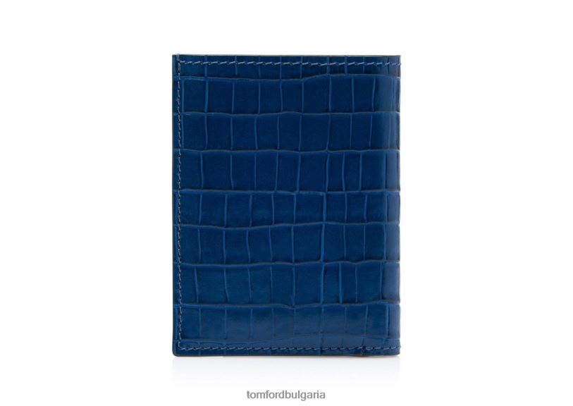 мъже аксесоар сгъваем картодържател с лъскав отпечатан крокодил ултрамарин TOM FORD B880D797