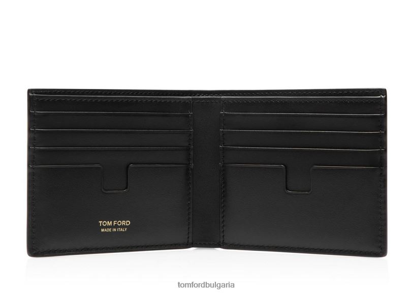 мъже аксесоар класически двоен портфейл с крокодил с лъскав печат черен TOM FORD B880D809