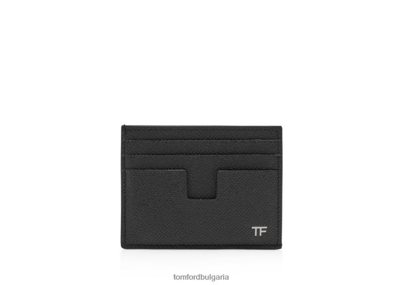 мъже аксесоар дребнозърнист кожен картодържател черен TOM FORD B880D811