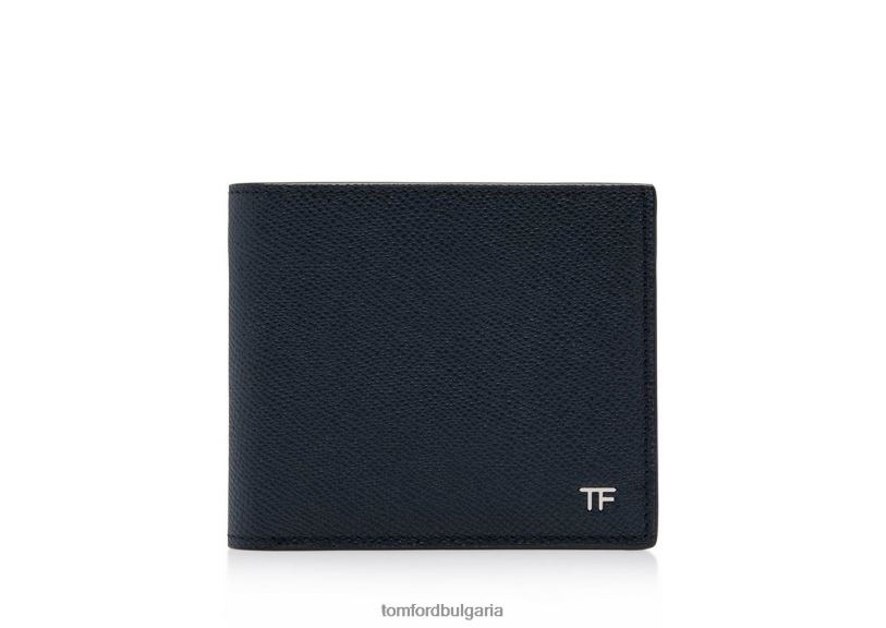 мъже аксесоар дребнозърнест кожен сгъваем портфейл среднощно синьо TOM FORD B880D818