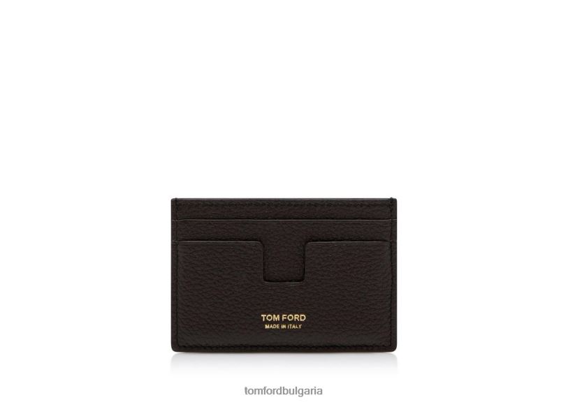 мъже аксесоар двуцветен класически картодържател от зърнеста кожа шоколад + бадем TOM FORD B880D819