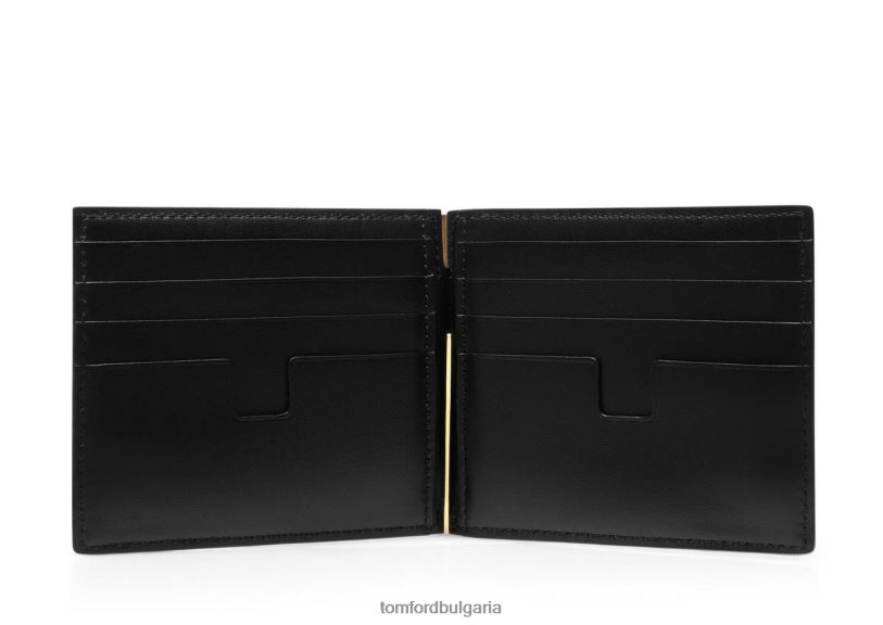 мъже аксесоар портфейл с щипка за пари с крокодил с лъскав печат черен TOM FORD B880D821
