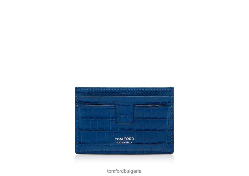 мъже аксесоар класически картодържател с лъскав отпечатан крокодил ултрамарин TOM FORD B880D822