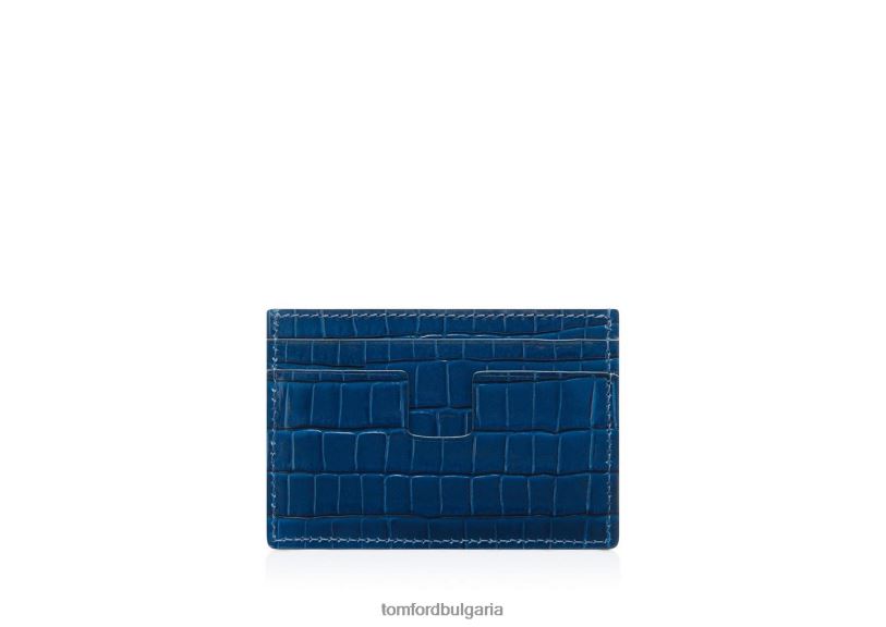 мъже аксесоар класически картодържател с лъскав отпечатан крокодил ултрамарин TOM FORD B880D822