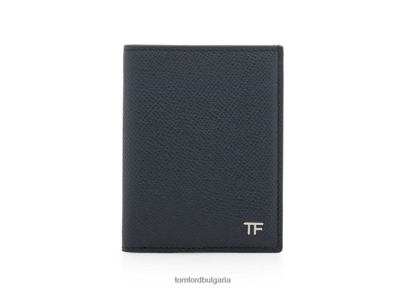 мъже аксесоар сгъваем картодържател от дребна зърнеста кожа среднощно синьо TOM FORD B880D829
