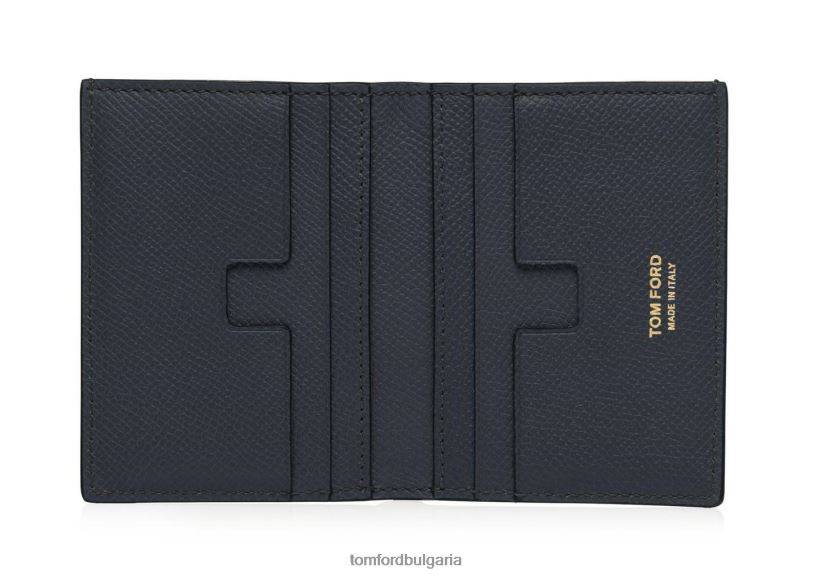 мъже аксесоар сгъваем картодържател от дребна зърнеста кожа среднощно синьо TOM FORD B880D829