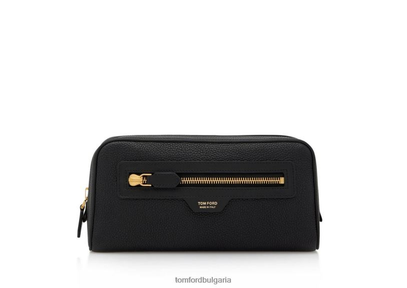 мъже аксесоар интелигентна тоалетна чанта от зърнеста кожа черен TOM FORD B880D830