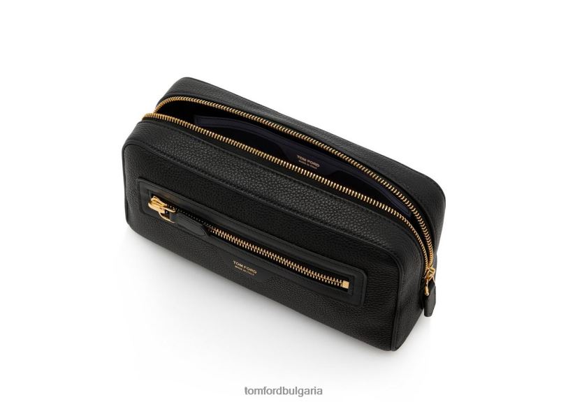 мъже аксесоар интелигентна тоалетна чанта от зърнеста кожа черен TOM FORD B880D830