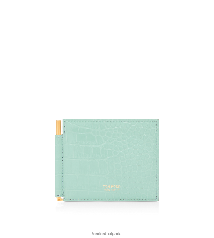 мъже аксесоар портфейл с щампа за пари с крокодил пастелно тюркоазено TOM FORD B880D831