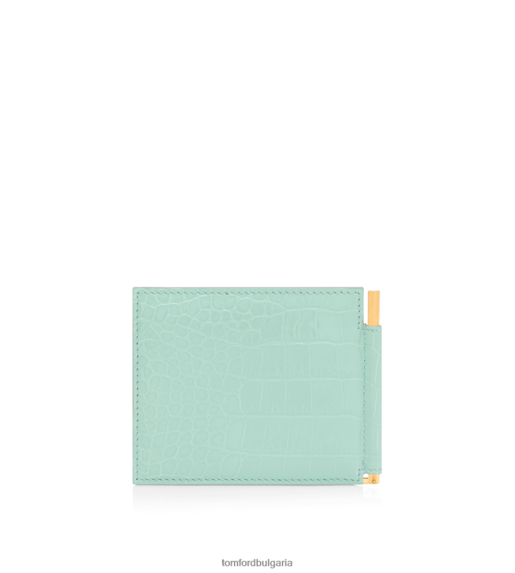 мъже аксесоар портфейл с щампа за пари с крокодил пастелно тюркоазено TOM FORD B880D831