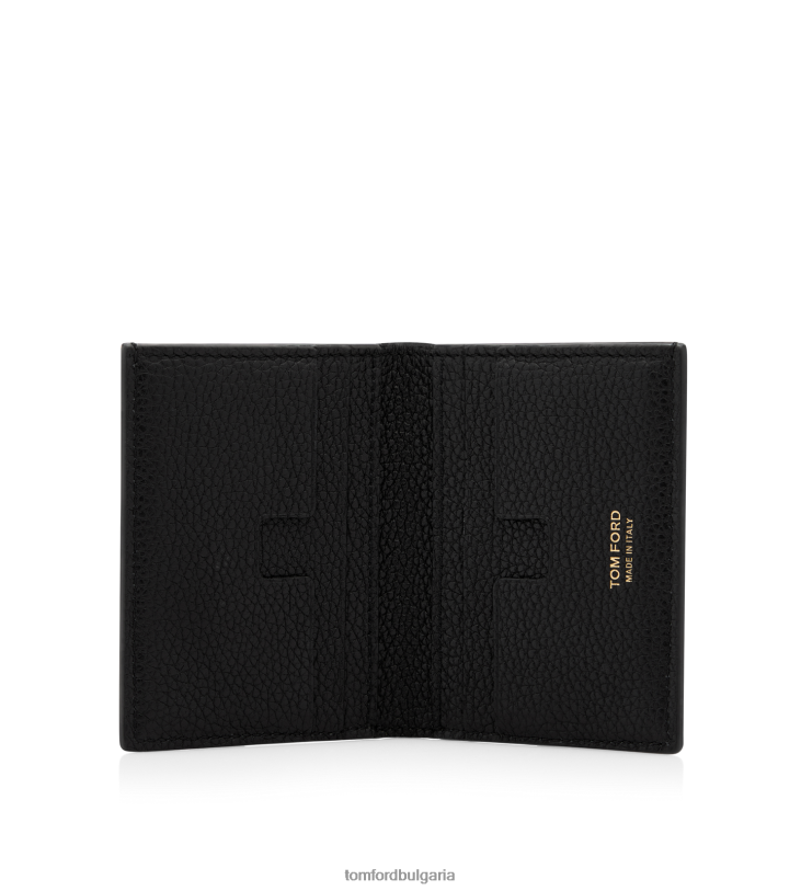мъже аксесоар сгъваем картодържач от зърнеста кожа черен TOM FORD B880D833