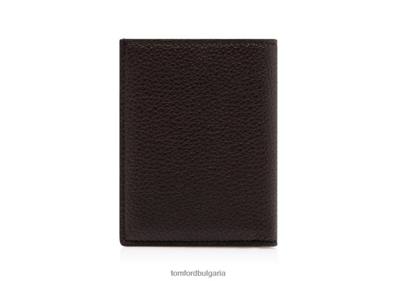 мъже аксесоар сгъваем картодържач от зърнеста кожа шоколад + бадем TOM FORD B880D836