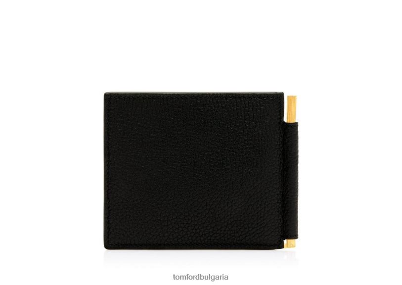 мъже аксесоар портфейл със щипка за пари от зърнеста кожа черен TOM FORD B880D840