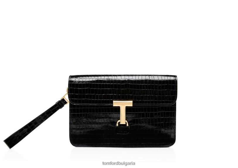мъже аксесоар портфолио с лъскави щампи с крокодили черен TOM FORD B880D849