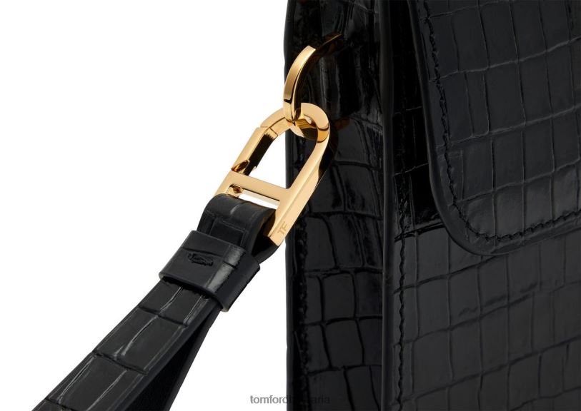 мъже аксесоар портфолио с лъскави щампи с крокодили черен TOM FORD B880D849