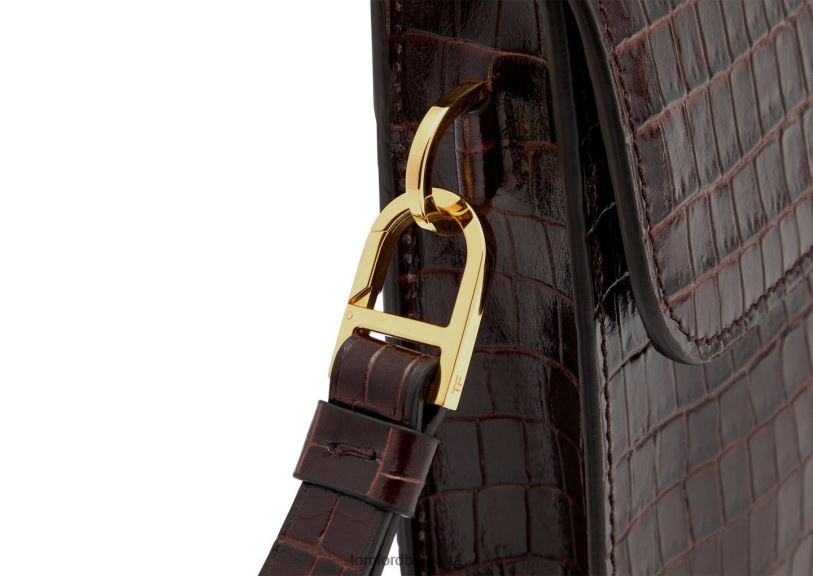 мъже аксесоар портфолио с лъскави щампи с крокодили светъл шоколад TOM FORD B880D850