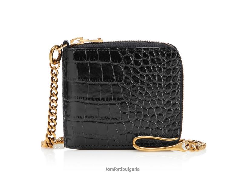 мъже аксесоар портфейл с верига от алигатор черен TOM FORD B880D855