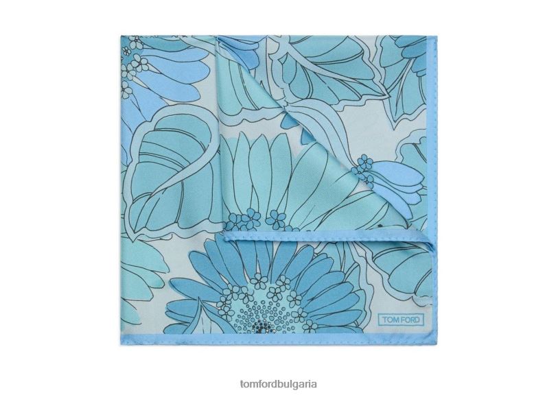 мъже аксесоар Джобно каре тип маргаритка от 70-те син TOM FORD B880D950