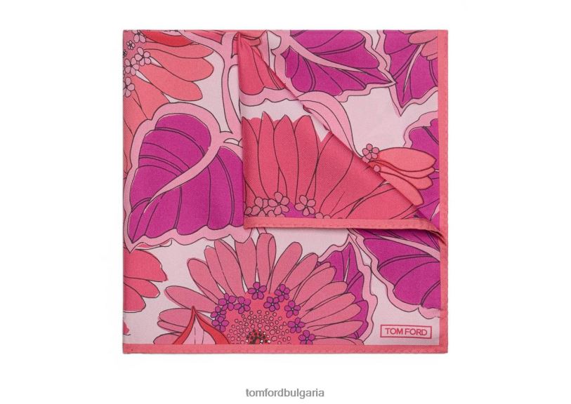 мъже аксесоар Джобно каре тип маргаритка от 70-те розово TOM FORD B880D951