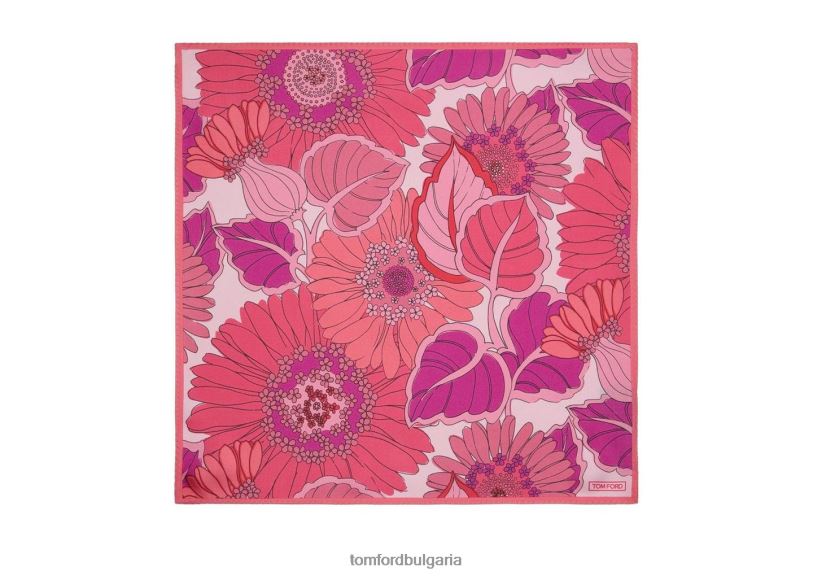 мъже аксесоар Джобно каре тип маргаритка от 70-те розово TOM FORD B880D951