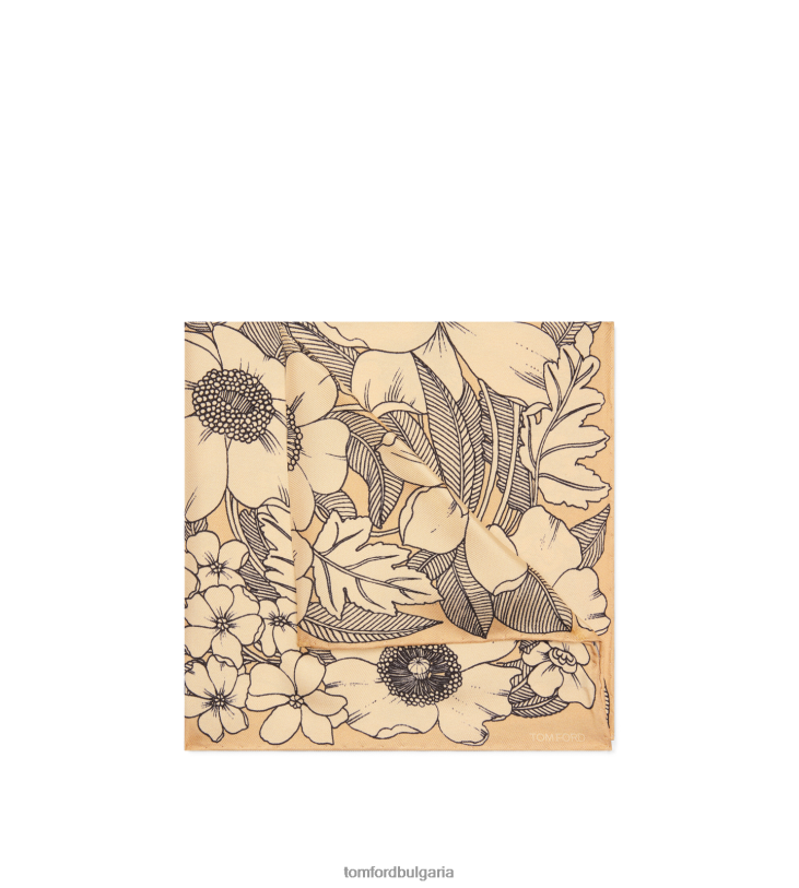 мъже аксесоар джобен квадрат с цветя шампанско TOM FORD B880D936