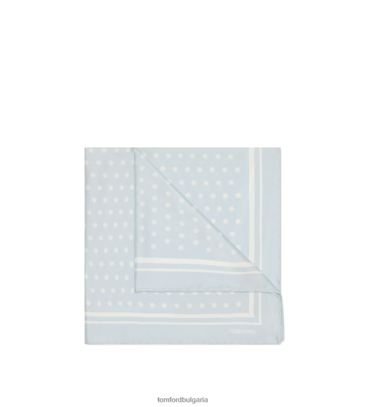 мъже аксесоар каре с квадратен дизайн на точки сребристо синьо TOM FORD B880D948