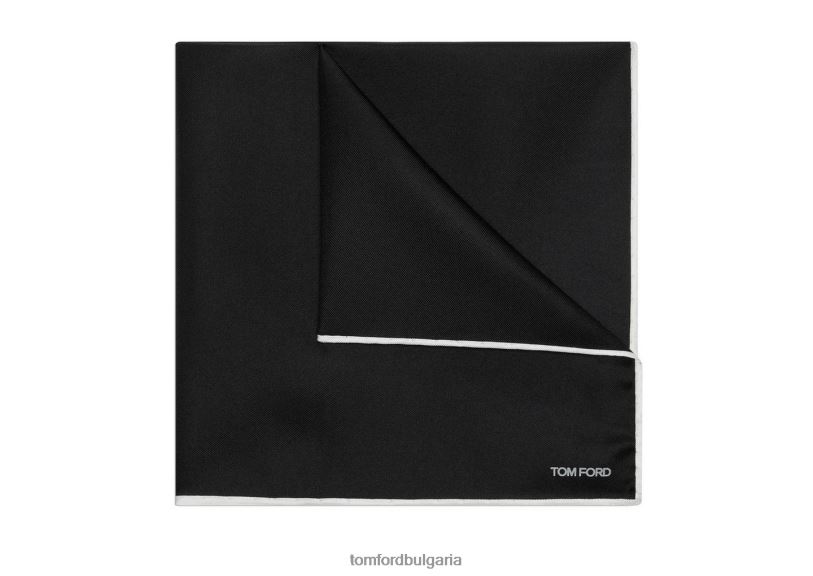 мъже аксесоар сатенен джобен квадрат черен TOM FORD B880D958