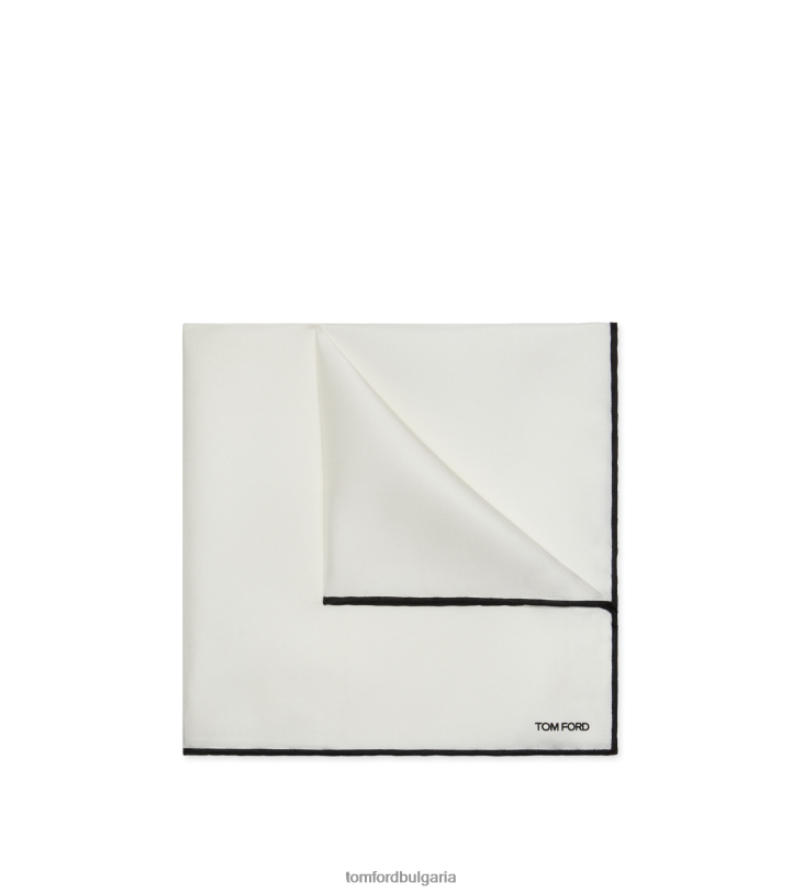 мъже аксесоар сатенен джобен квадрат бяло TOM FORD B880D960