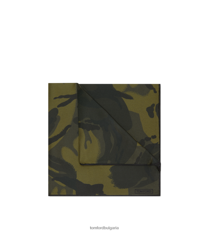 мъже аксесоар камуфлажен джобен квадрат зелено TOM FORD B880D965