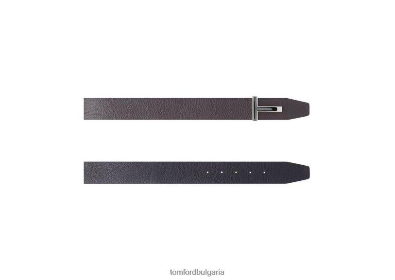 мъже аксесоар колан с икона от зърнеста кожа кафяво + черно TOM FORD B880D720