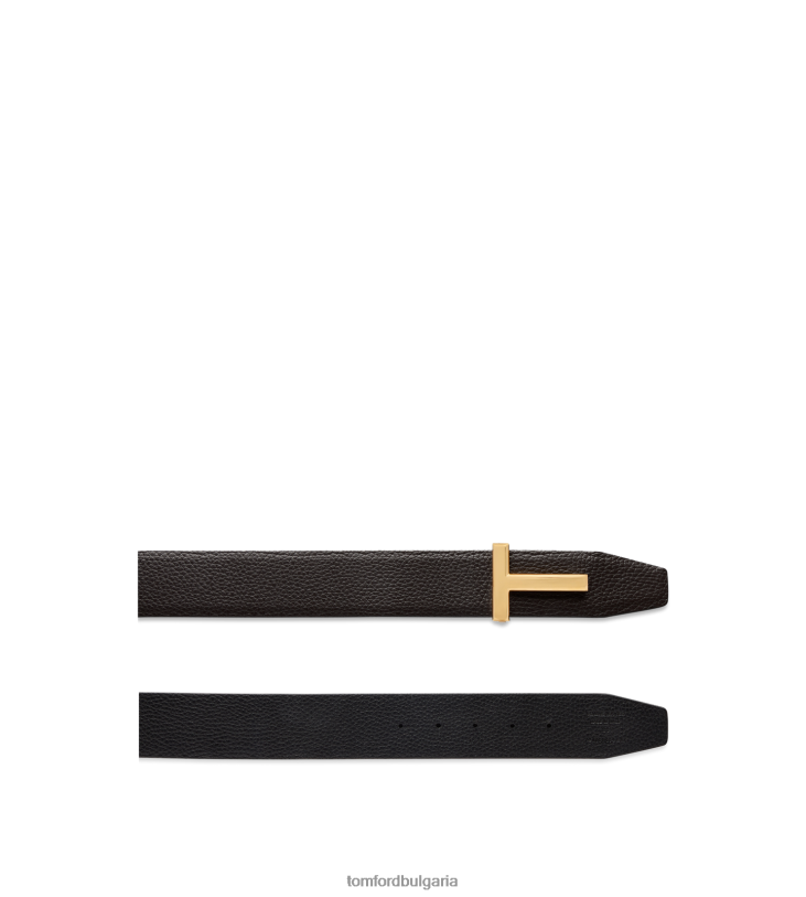 мъже аксесоар колан с икона от зърнеста кожа кафяво + черно TOM FORD B880D725