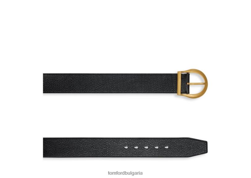 мъже аксесоар западен джинсов колан от зърнеста кожа черен TOM FORD B880D727