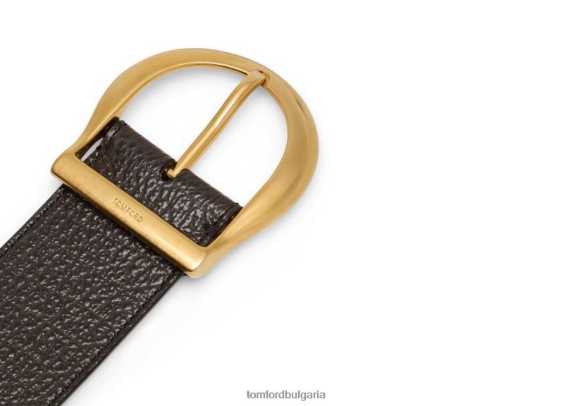 мъже аксесоар западен джинсов колан от зърнеста кожа шоколад TOM FORD B880D728