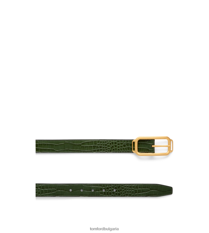 мъже аксесоар щампован колан с катарама за стадион с крокодил пушка зелено TOM FORD B880D731
