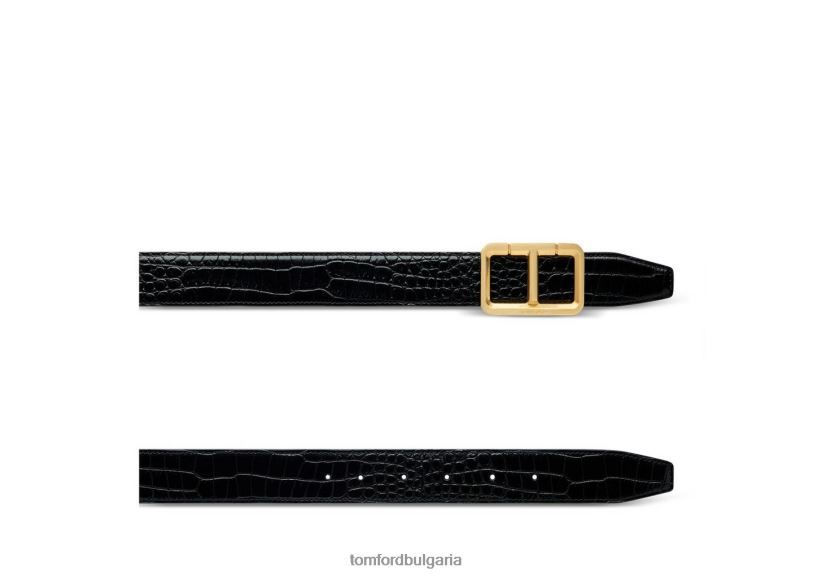 мъже аксесоар колан с щампован алигатор черен TOM FORD B880D733