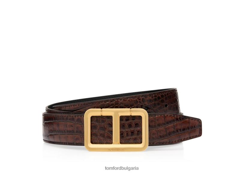 мъже аксесоар колан с щампован алигатор тютюн TOM FORD B880D734