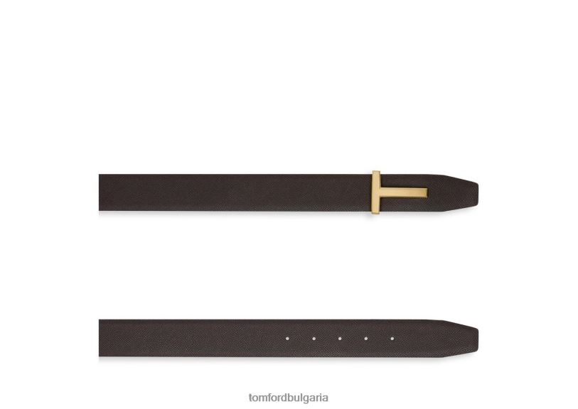 мъже аксесоар дребнозърнест кожен колан с икона шоколад + бадем TOM FORD B880D735
