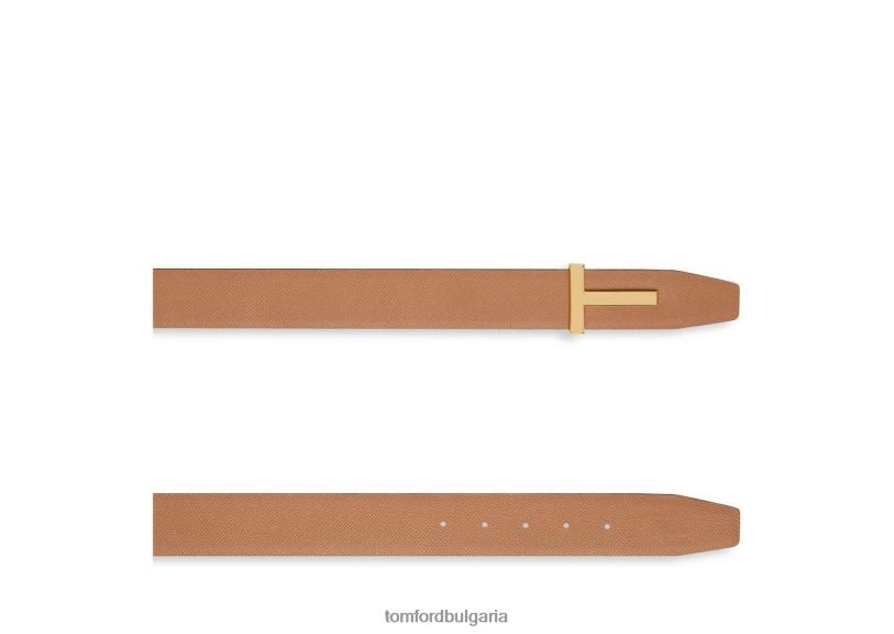 мъже аксесоар дребнозърнест кожен колан с икона шоколад + бадем TOM FORD B880D735