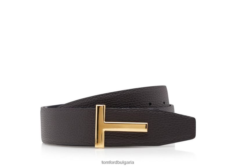 мъже аксесоар колан от мека зърнеста кожа кафяво + черно TOM FORD B880D737